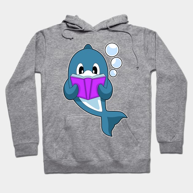 Dolphin Reading Book Hoodie by Markus Schnabel